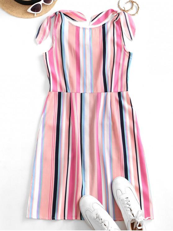 Colorful Striped Button Through Pocket Tied Dress - Dresses - INS | Online Fashion Free Shipping Clothing, Dresses, Tops, Shoes - 02/09/2021 - Casual Dresses - Daily