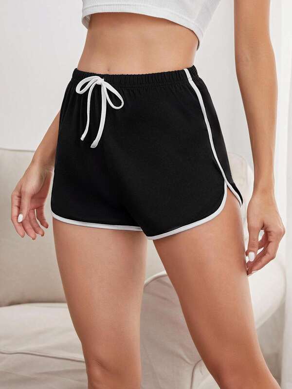 Contrast Binding Dolphin Hem Lounge Shorts - INS | Online Fashion Free Shipping Clothing, Dresses, Tops, Shoes