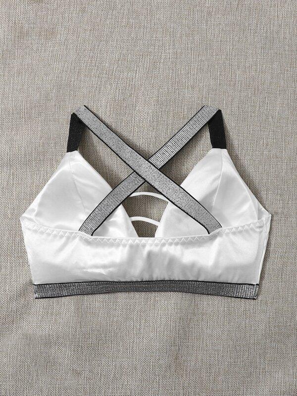 Contrast Binding Satin Bralette - INS | Online Fashion Free Shipping Clothing, Dresses, Tops, Shoes
