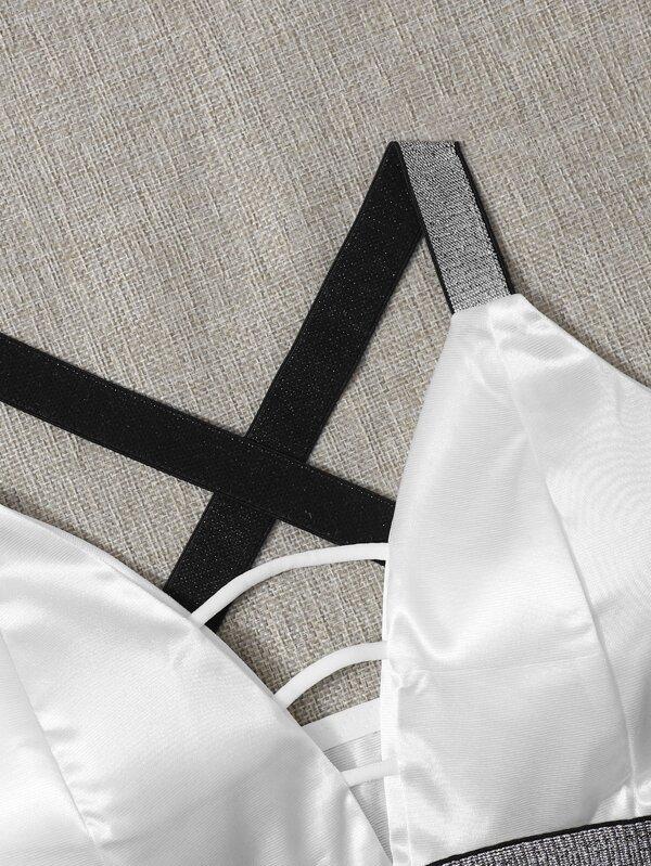 Contrast Binding Satin Bralette - INS | Online Fashion Free Shipping Clothing, Dresses, Tops, Shoes