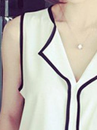 Contrast Color V-neck Sleeveless Chiffon Vest - Tank Tops - INS | Online Fashion Free Shipping Clothing, Dresses, Tops, Shoes - 05/07/2021 - color-black - color-white