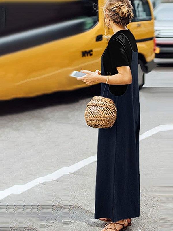 Cotton And Linen Back Wide Loose Solid Color Wide-Leg Casual Jumpsuit - Jumpsuits - INS | Online Fashion Free Shipping Clothing, Dresses, Tops, Shoes - 12/05/2021 - 120521 - Category_Jumpsuits