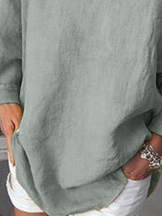 Cotton And Linen Solid Color Casual T-shirt - T-Shirts - INS | Online Fashion Free Shipping Clothing, Dresses, Tops, Shoes - 24/05/2021 - Category_T-Shirts - Color_Gray