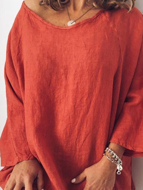 Cotton And Linen Solid Color Casual T-shirt - T-Shirts - INS | Online Fashion Free Shipping Clothing, Dresses, Tops, Shoes - 24/05/2021 - Category_T-Shirts - Color_Gray