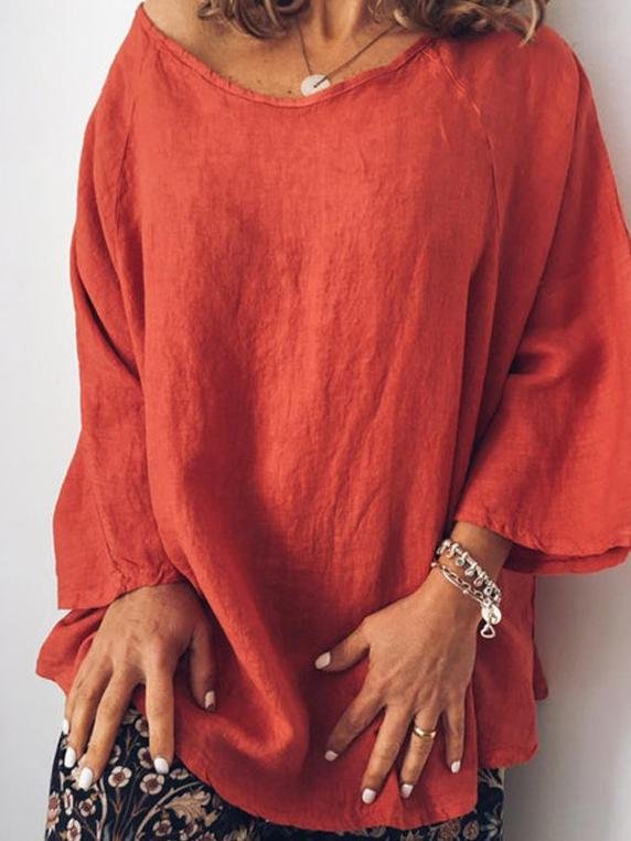 Cotton And Linen Solid Color Casual T-shirt - T-Shirts - INS | Online Fashion Free Shipping Clothing, Dresses, Tops, Shoes - 24/05/2021 - Category_T-Shirts - Color_Gray