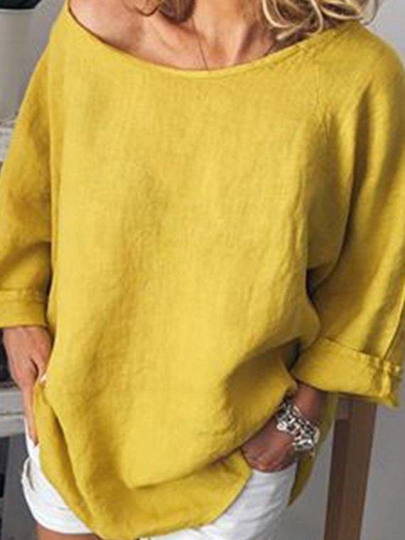 Cotton And Linen Solid Color Casual T-shirt - T-Shirts - INS | Online Fashion Free Shipping Clothing, Dresses, Tops, Shoes - 24/05/2021 - Category_T-Shirts - Color_Gray