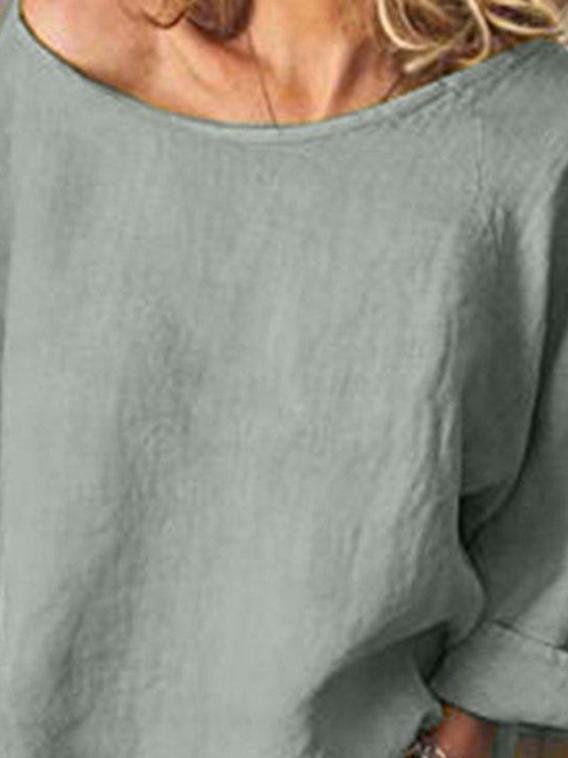 Cotton And Linen Solid Color Casual T-shirt - T-Shirts - INS | Online Fashion Free Shipping Clothing, Dresses, Tops, Shoes - 24/05/2021 - Category_T-Shirts - Color_Gray