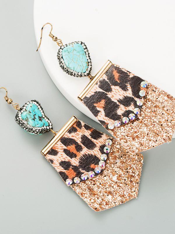 Creative Leopard Sequined Splicing Rhinestone Earrings - INS | Online Fashion Free Shipping Clothing, Dresses, Tops, Shoes
