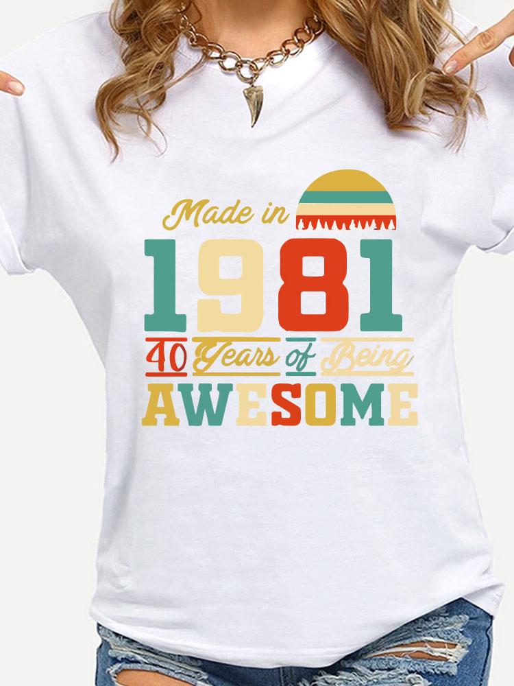 Crew Neck Alphanumeric Print Short Sleeve T-Shirt - T-Shirts - INS | Online Fashion Free Shipping Clothing, Dresses, Tops, Shoes - 10-20 - 14/07/2021 - Category_T-Shirts