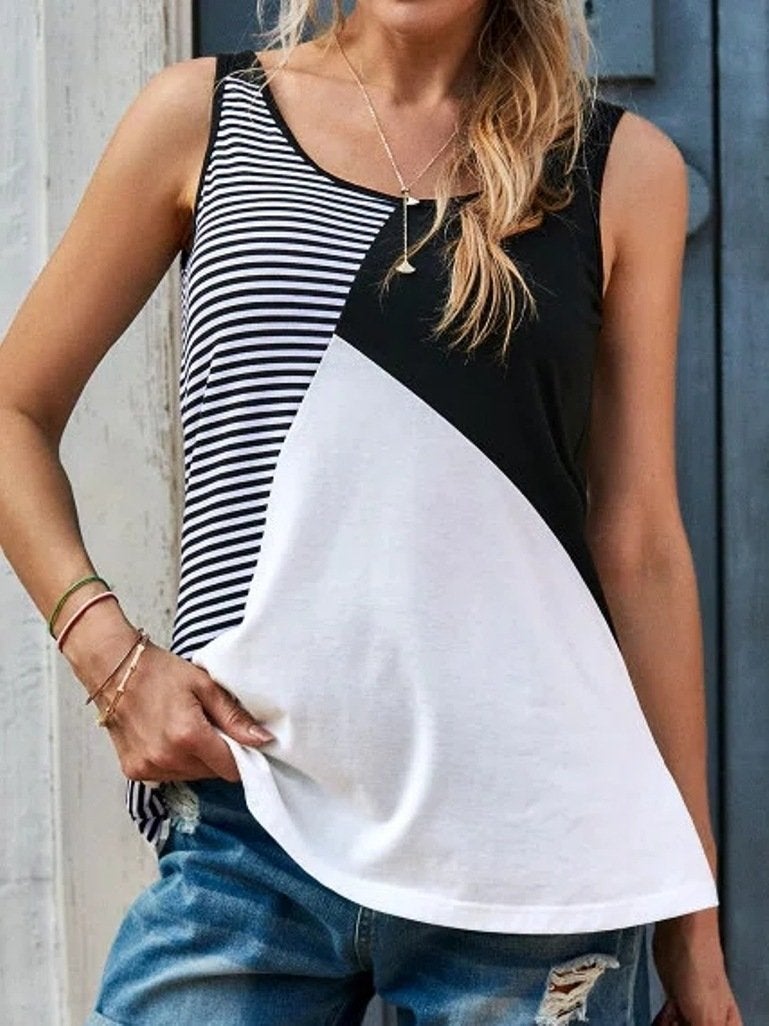 Crew Neck Casual Print Sleeveless Tank Tops - Tank Tops - INS | Online Fashion Free Shipping Clothing, Dresses, Tops, Shoes - 10-20 - 21/06/2021 - Category_Tank Tops