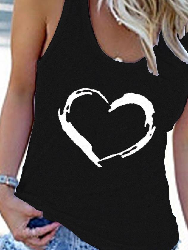 Crew Neck Heart Print Vest - Tank Tops - INS | Online Fashion Free Shipping Clothing, Dresses, Tops, Shoes - 03/07/2021 - 10-20 - color-black