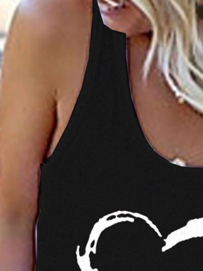 Crew Neck Heart Print Vest - Tank Tops - INS | Online Fashion Free Shipping Clothing, Dresses, Tops, Shoes - 03/07/2021 - 10-20 - color-black