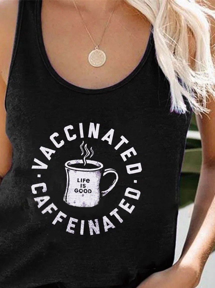 Crew Neck Letter Print Vest - Tank Tops - INS | Online Fashion Free Shipping Clothing, Dresses, Tops, Shoes - 10-20 - 18/06/2021 - color-black