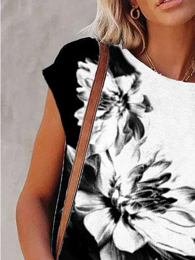 Crew Neck Printed Short Sleeve Casual T-shirt - T-Shirts - INS | Online Fashion Free Shipping Clothing, Dresses, Tops, Shoes - 04/06/2021 - Category_T-Shirts - Color_Black