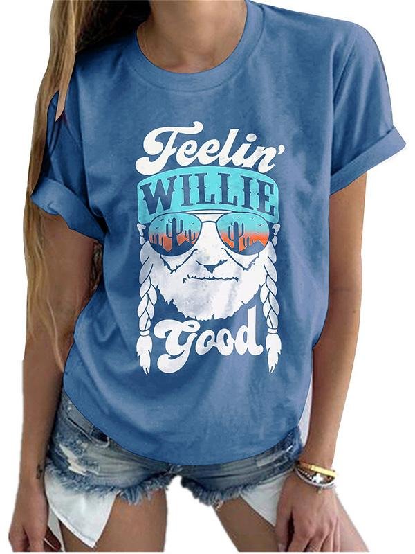 Crew Neck Short-sleeved T-Shirt With Old Letters Print - T-Shirts - INS | Online Fashion Free Shipping Clothing, Dresses, Tops, Shoes - 14/05/2021 - 140521 - Category_T-shirts