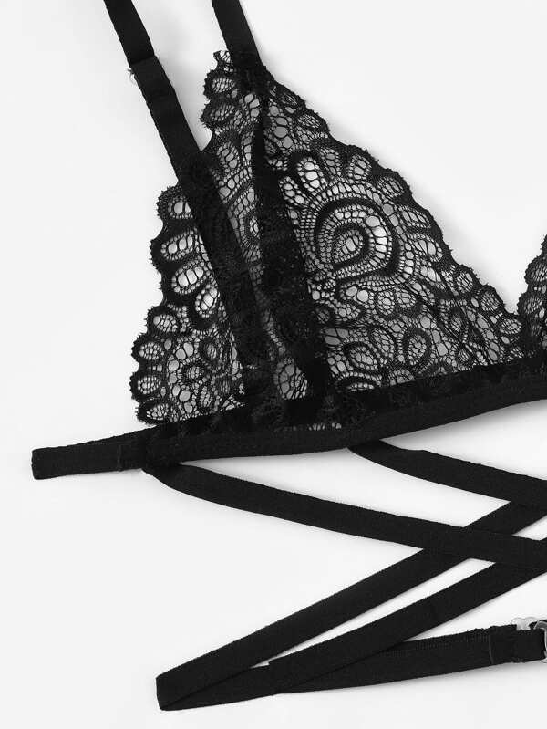 Criss Cross Ladder Cut-Out Lingerie Set - INS | Online Fashion Free Shipping Clothing, Dresses, Tops, Shoes