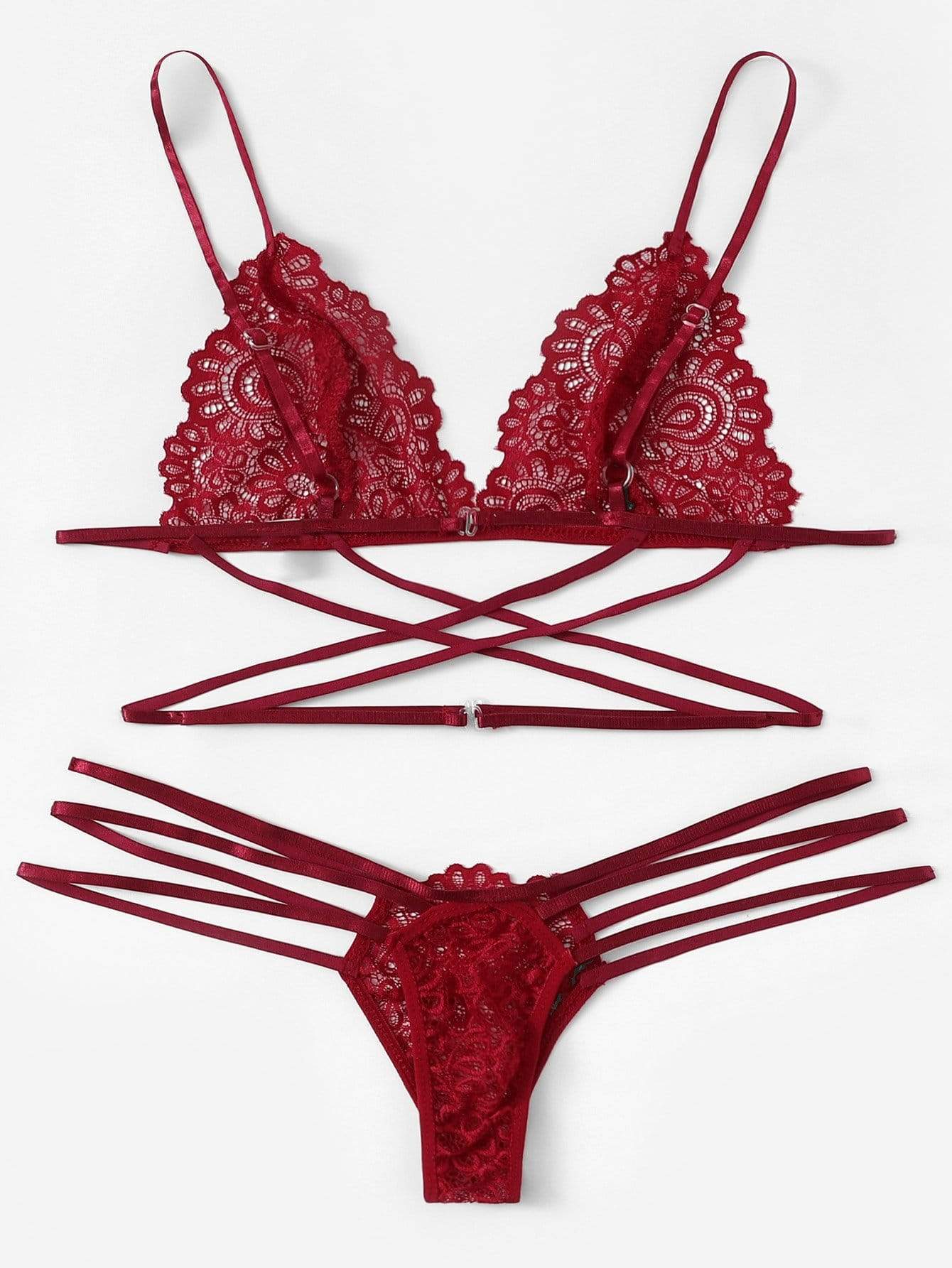 Criss Cross Ladder Cut-Out Lingerie Set - INS | Online Fashion Free Shipping Clothing, Dresses, Tops, Shoes