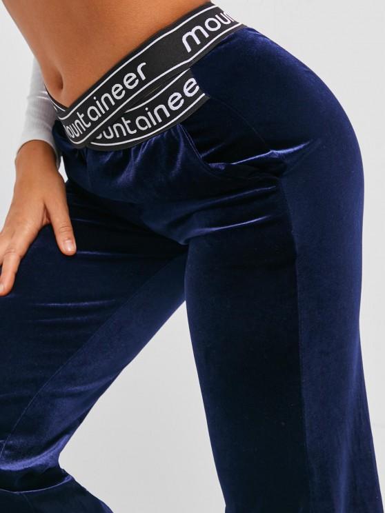 Criss Cross Waist Velvet Graphic Flare Pants - Pants - INS | Online Fashion Free Shipping Clothing, Dresses, Tops, Shoes - 02/09/2021 - Bottoms - Casual