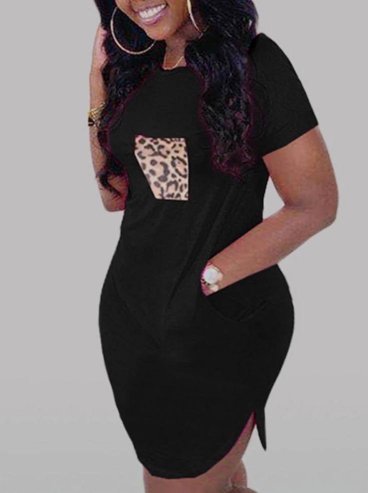 Cute Leopard Print Pocket Casual Dress - Casual Dresses - INS | Online Fashion Free Shipping Clothing, Dresses, Tops, Shoes - 23/04/2021 - Casual Dresses - Color_Black