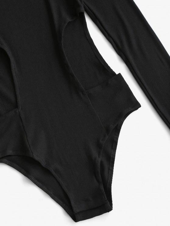 Cutout Mock Neck Ribbed Bodysuit - INS | Online Fashion Free Shipping Clothing, Dresses, Tops, Shoes