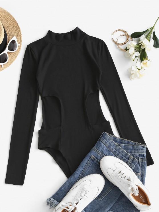 Cutout Mock Neck Ribbed Bodysuit - INS | Online Fashion Free Shipping Clothing, Dresses, Tops, Shoes