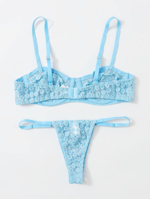 Daisy Underwire Thong Lingerie Set - INS | Online Fashion Free Shipping Clothing, Dresses, Tops, Shoes