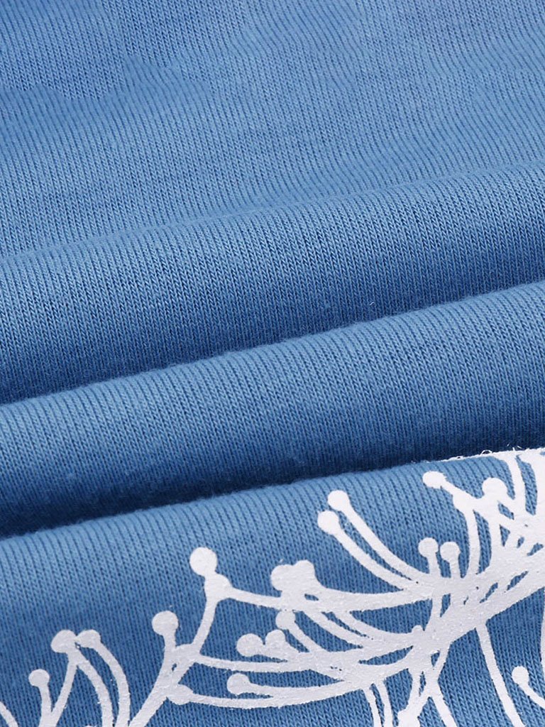 Dandelion Print Long Sleeve Top Sweater T-shirt Women - T-shirt - INS | Online Fashion Free Shipping Clothing, Dresses, Tops, Shoes - 12/05/2021 - 120521 - Color_Blue