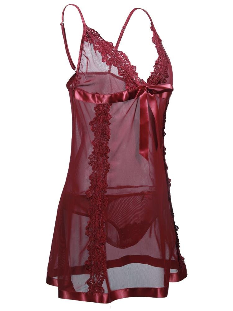 Deep V Neck Suspender Pajamas Lingerie - Lingerie - INS | Online Fashion Free Shipping Clothing, Dresses, Tops, Shoes - 07/06/2021 - Color_Red - LIN2106030011