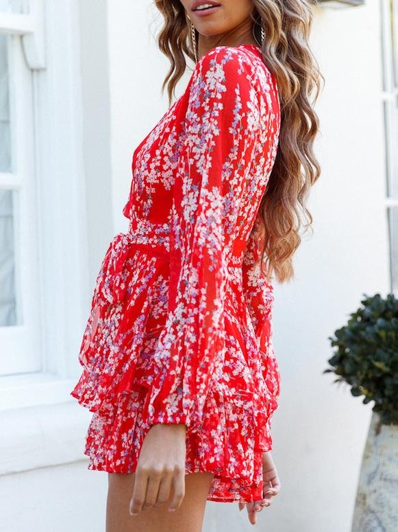 Digital Printing Summer Breathable Long-sleeved V-neck Jumpsuit - Jumpsuits & Rompers - INS | Online Fashion Free Shipping Clothing, Dresses, Tops, Shoes - 09/07/2021 - 30-40 - Bottoms