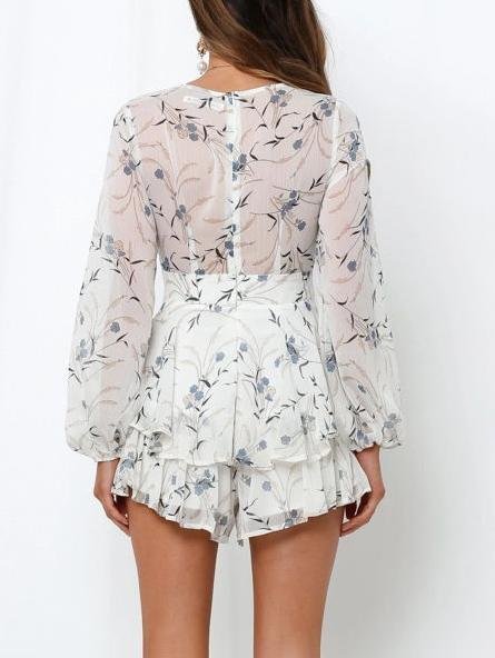 Digital Printing Summer Breathable Long-sleeved V-neck Jumpsuit - Jumpsuits & Rompers - INS | Online Fashion Free Shipping Clothing, Dresses, Tops, Shoes - 09/07/2021 - 30-40 - Bottoms