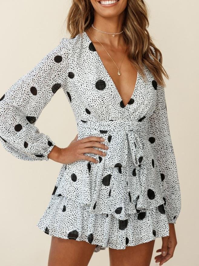 Digital Printing Summer Breathable Long-sleeved V-neck Jumpsuit - Jumpsuits & Rompers - INS | Online Fashion Free Shipping Clothing, Dresses, Tops, Shoes - 09/07/2021 - 30-40 - Bottoms