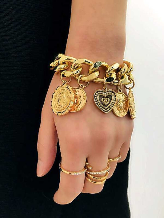 Disc Charm Chain Bracelet 1pc - INS | Online Fashion Free Shipping Clothing, Dresses, Tops, Shoes