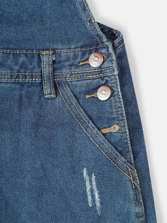 Distressed Frayed Denim Pinafore Dress - Dresses - INS | Online Fashion Free Shipping Clothing, Dresses, Tops, Shoes - 02/09/2021 - Blue - Casual Dresses