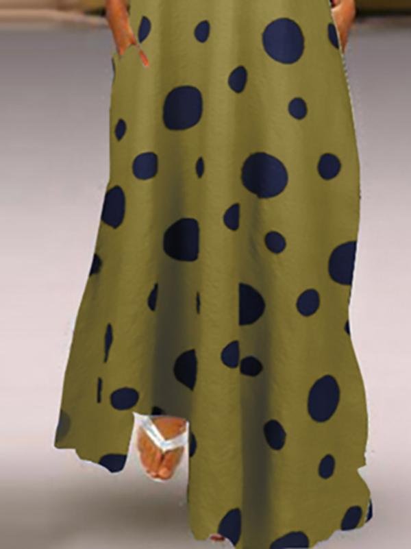 Dot Print V-neck Loose Sleeveless Dress - Maxi Dresses - INS | Online Fashion Free Shipping Clothing, Dresses, Tops, Shoes - 19/07/2021 - 20-30 - color-green