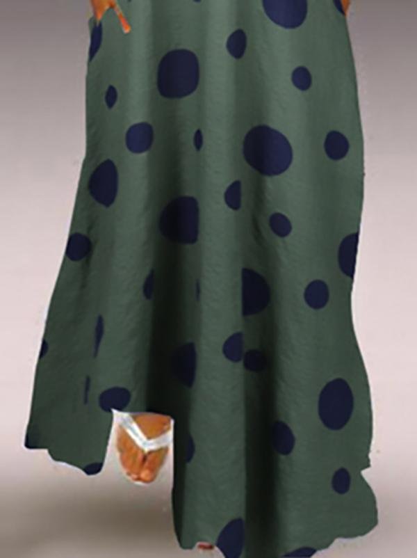 Dot Print V-neck Loose Sleeveless Dress - Maxi Dresses - INS | Online Fashion Free Shipping Clothing, Dresses, Tops, Shoes - 19/07/2021 - 20-30 - color-green