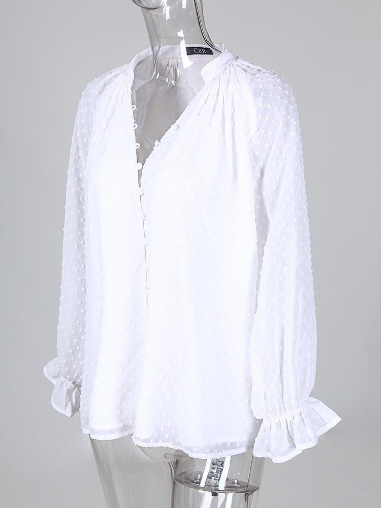 Dots Button Long Sleeve Blouse - Blouses - INS | Online Fashion Free Shipping Clothing, Dresses, Tops, Shoes - 29/04/2021 - BLO210429033 - Blouses