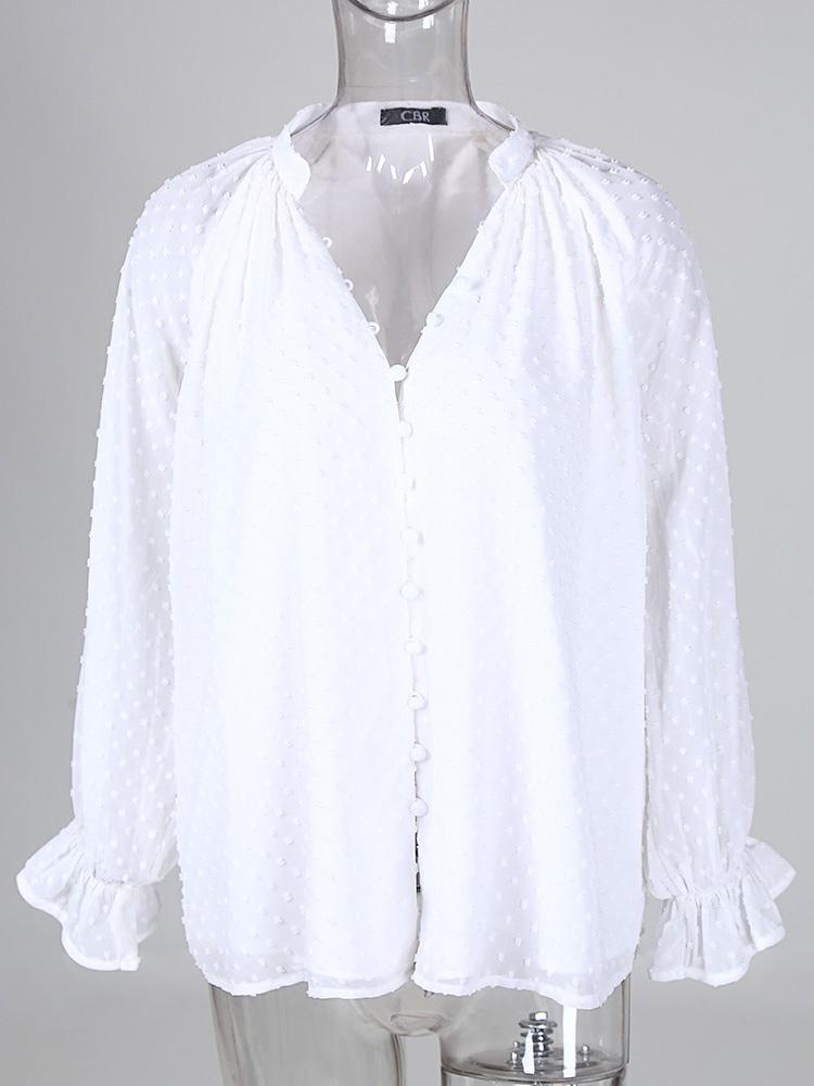 Dots Button Long Sleeve Blouse - Blouses - INS | Online Fashion Free Shipping Clothing, Dresses, Tops, Shoes - 29/04/2021 - BLO210429033 - Blouses