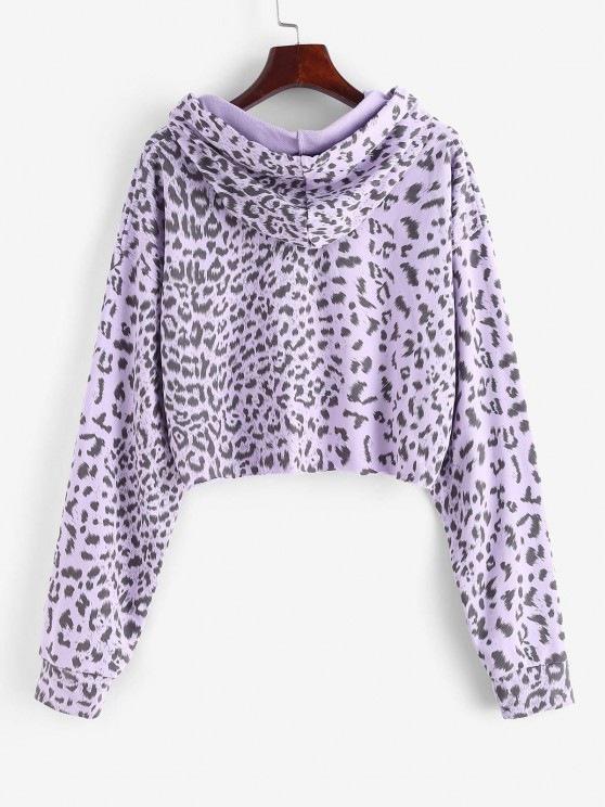 Drawstring Leopard Raw Hem Hoodie - INS | Online Fashion Free Shipping Clothing, Dresses, Tops, Shoes