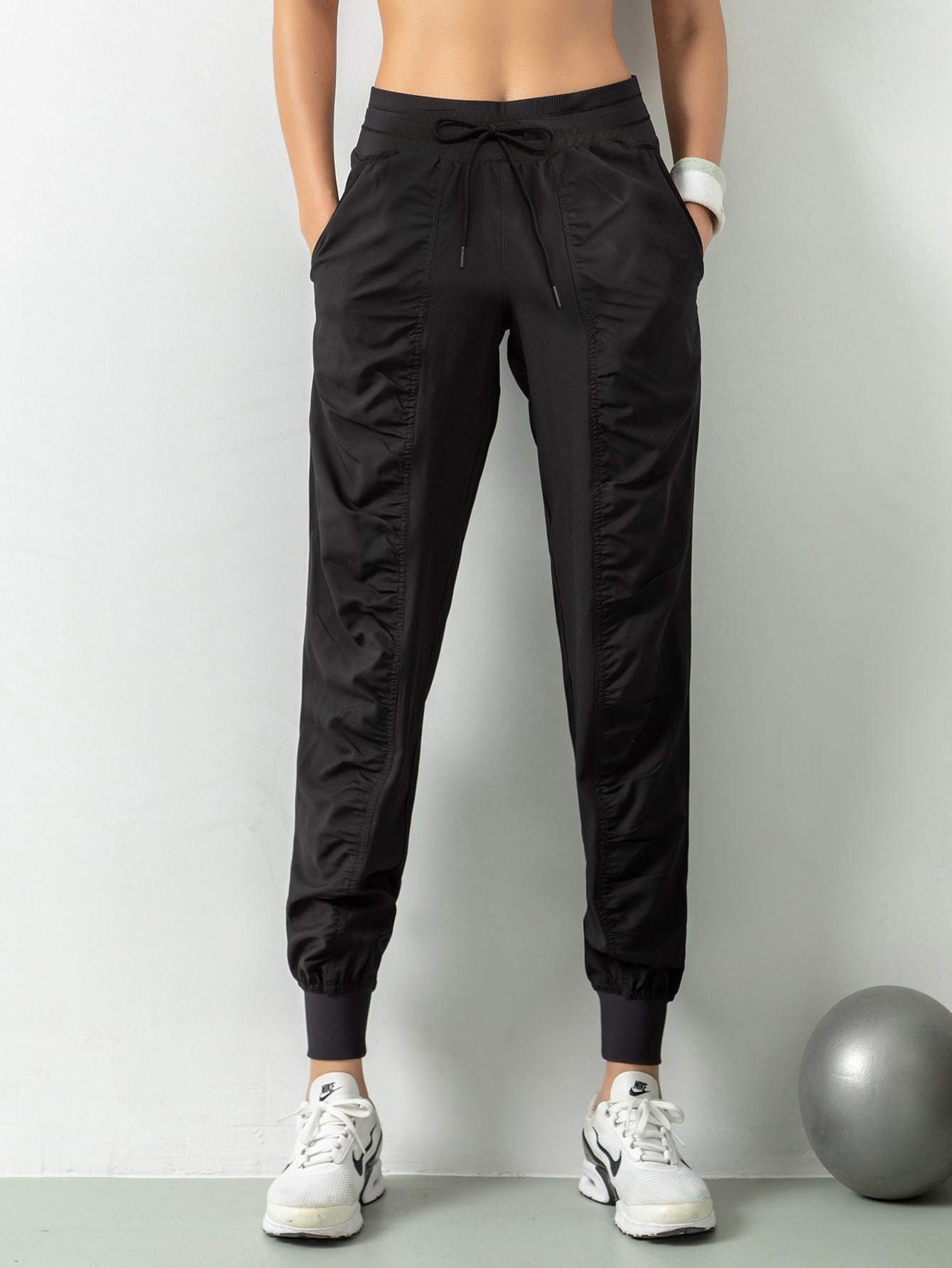 Drawstring Waist Slant Pocket Sports Pants - Activewear - INS | Online Fashion Free Shipping Clothing, Dresses, Tops, Shoes - 02/18/2021 - Activewear - Autumn