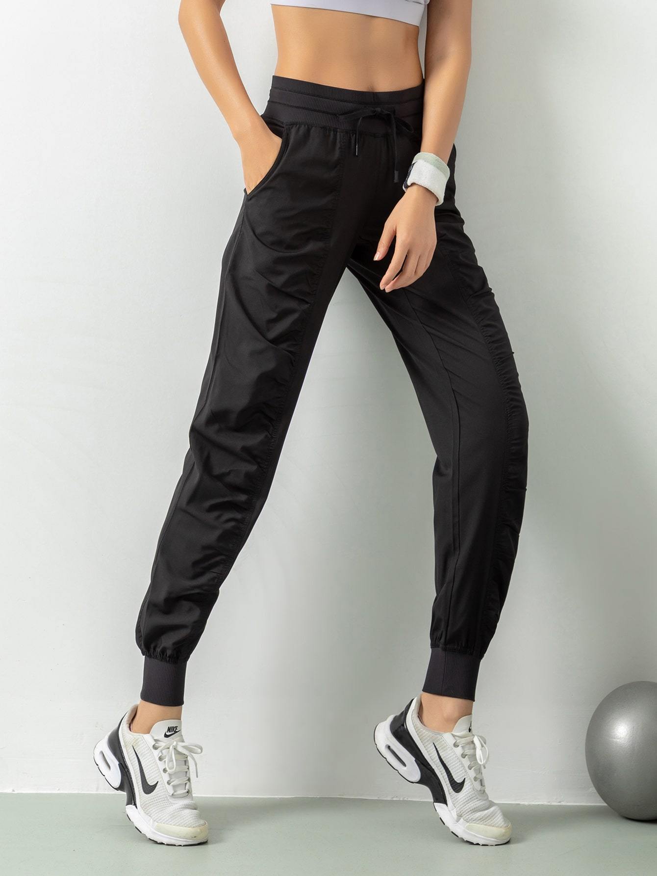 Drawstring Waist Slant Pocket Sports Pants - Activewear - INS | Online Fashion Free Shipping Clothing, Dresses, Tops, Shoes - 02/18/2021 - Activewear - Autumn