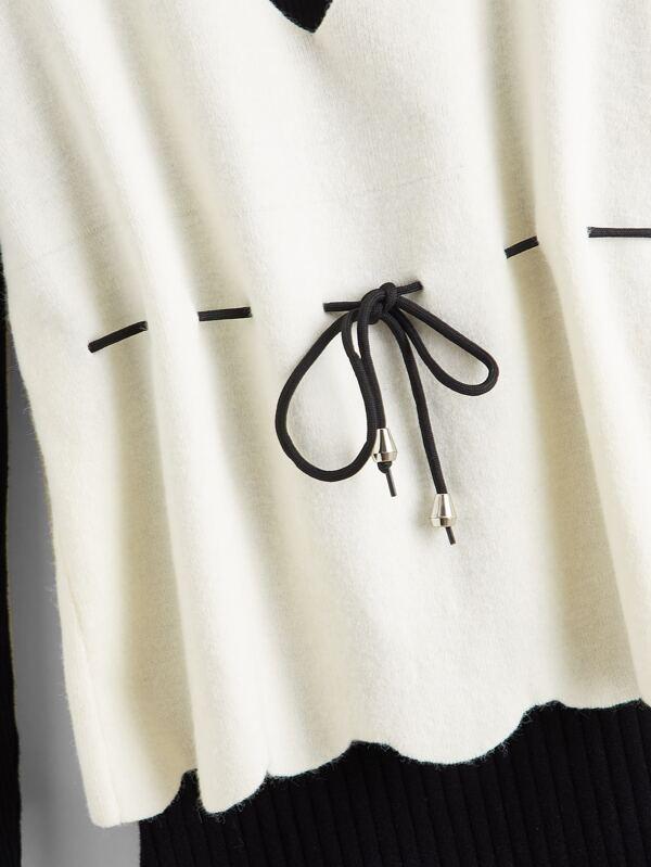 Drawstring Waist Vest & Rib-knit Dress Sweater Set - INS | Online Fashion Free Shipping Clothing, Dresses, Tops, Shoes