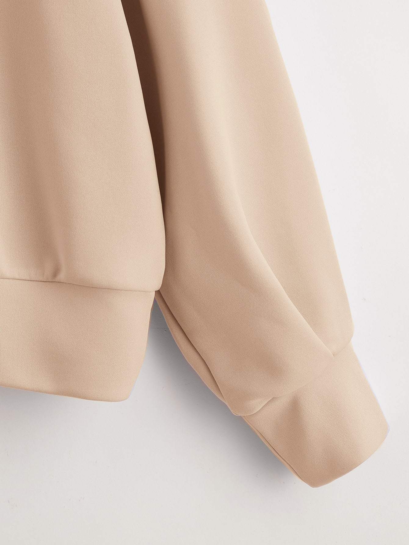 Drop Shoulder Fold Pleated Sleeve Solid Pullover - INS | Online Fashion Free Shipping Clothing, Dresses, Tops, Shoes