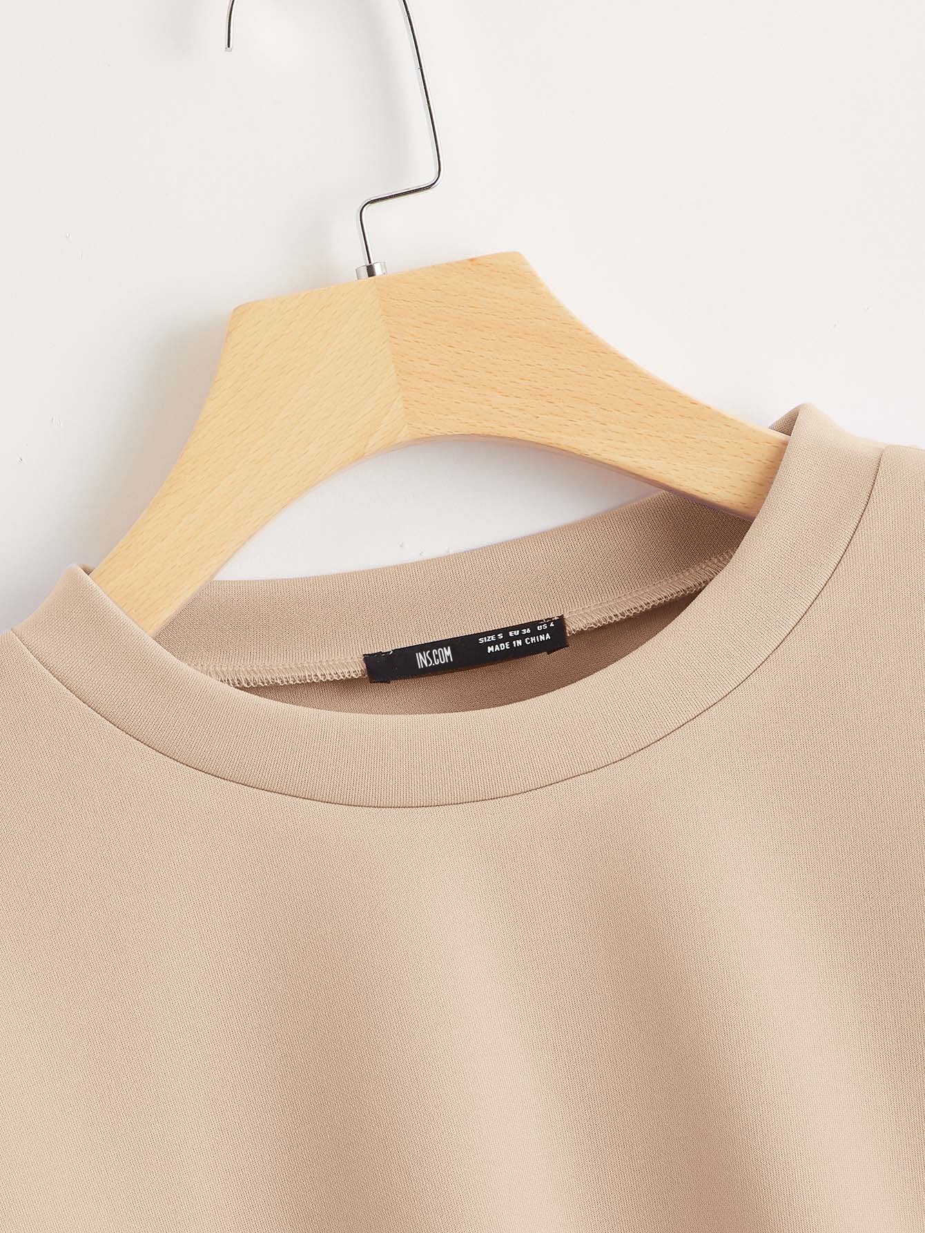 Drop Shoulder Fold Pleated Sleeve Solid Pullover - INS | Online Fashion Free Shipping Clothing, Dresses, Tops, Shoes