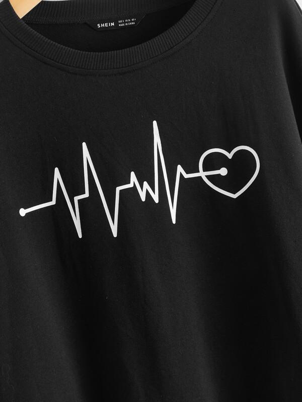 Drop Shoulder Graphic Pullover - INS | Online Fashion Free Shipping Clothing, Dresses, Tops, Shoes