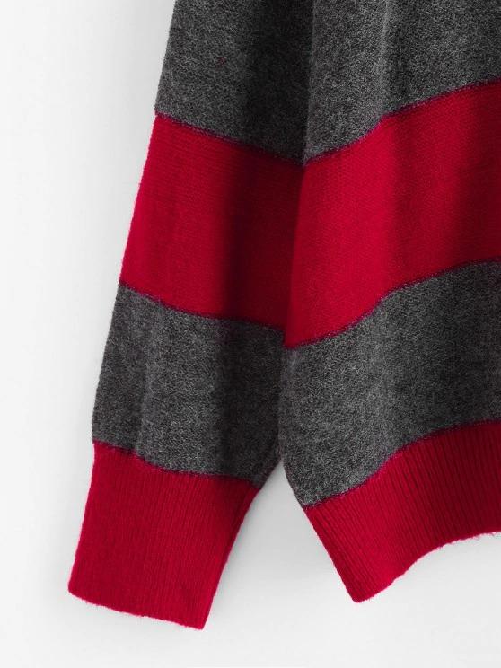 Drop Shoulder Oversized Colorblock Sweater - INS | Online Fashion Free Shipping Clothing, Dresses, Tops, Shoes