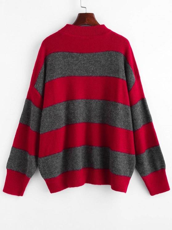 Drop Shoulder Oversized Colorblock Sweater - INS | Online Fashion Free Shipping Clothing, Dresses, Tops, Shoes