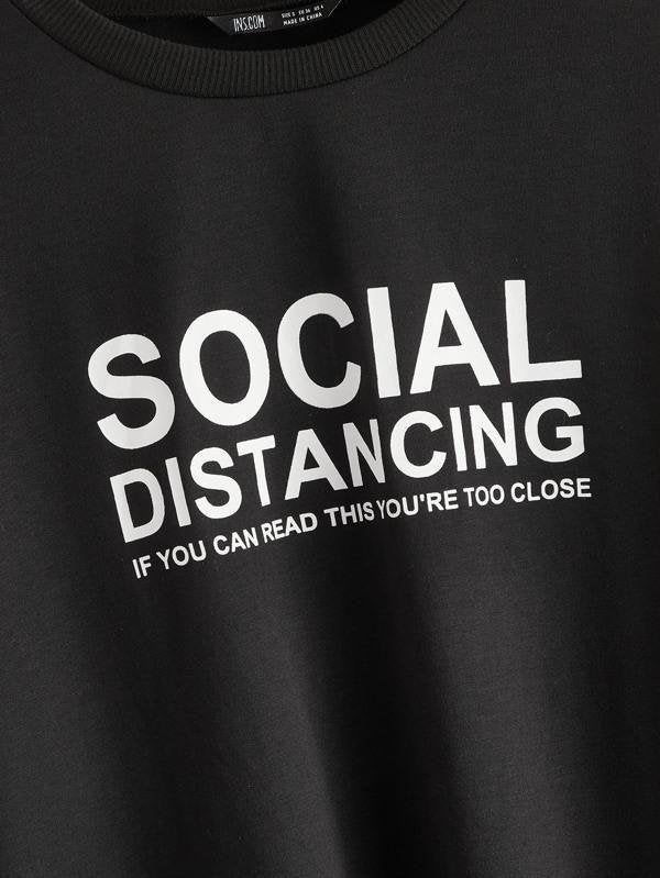 Drop Shoulder Slogan Graphic Pullover - Sweatshirts - INS | Online Fashion Free Shipping Clothing, Dresses, Tops, Shoes - 01/02/2021 - Black - Casual