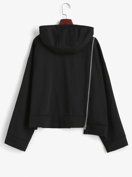 Drop Shoulder Zip Detail Pocket Hoodie - INS | Online Fashion Free Shipping Clothing, Dresses, Tops, Shoes