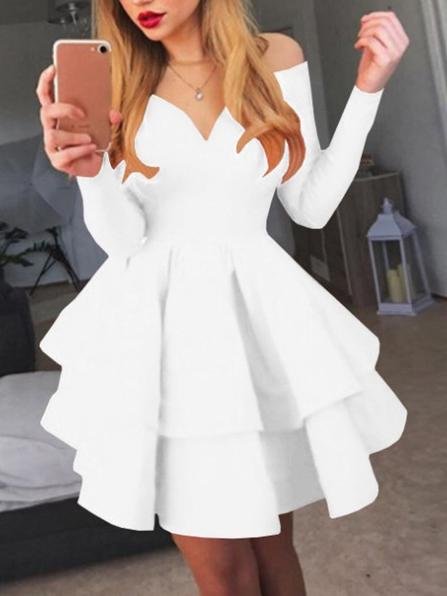 Elegant Deep V-neck Long-sleeved Princess Dress - Mini Dresses - INS | Online Fashion Free Shipping Clothing, Dresses, Tops, Shoes - 17/07/2021 - 20-30 - color-black