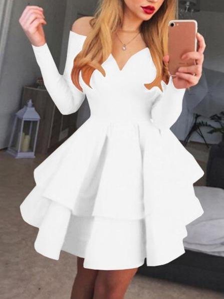 Elegant Deep V-neck Long-sleeved Princess Dress - Mini Dresses - INS | Online Fashion Free Shipping Clothing, Dresses, Tops, Shoes - 17/07/2021 - 20-30 - color-black